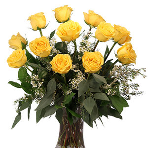 Dozen Yellow Roses Flower Arrangement