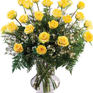 Two Dozen Yellow Roses Vase Arrangement